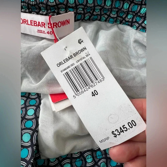 NWT Orlebar Brown Standard Geo Tela Swim Trunks in Crystal Sea 40 - Picture 5 of 7